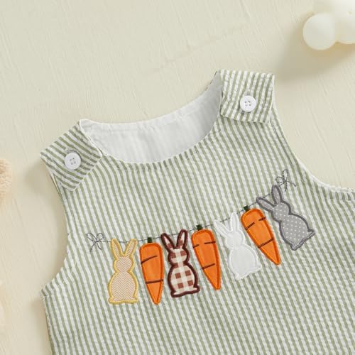 Toddler Boy Easter Jumpsuit with Bunny Carrot Embroidery 0-3 Years