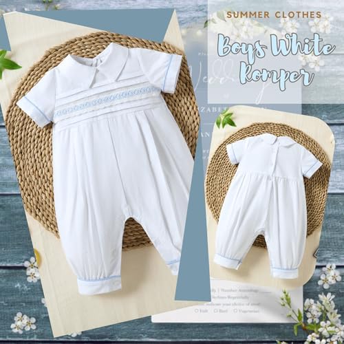 Baptism Newborn Romper Booulfi Premium Cotton Romper for Boys