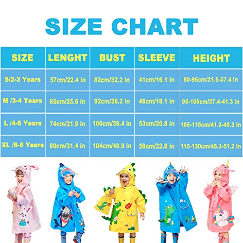 Kids Reflective Rain jackets for 4-6 year boys and girls