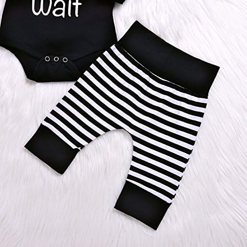 Besokuse Baby Unisex Romper Striped Pant Hat Set Black