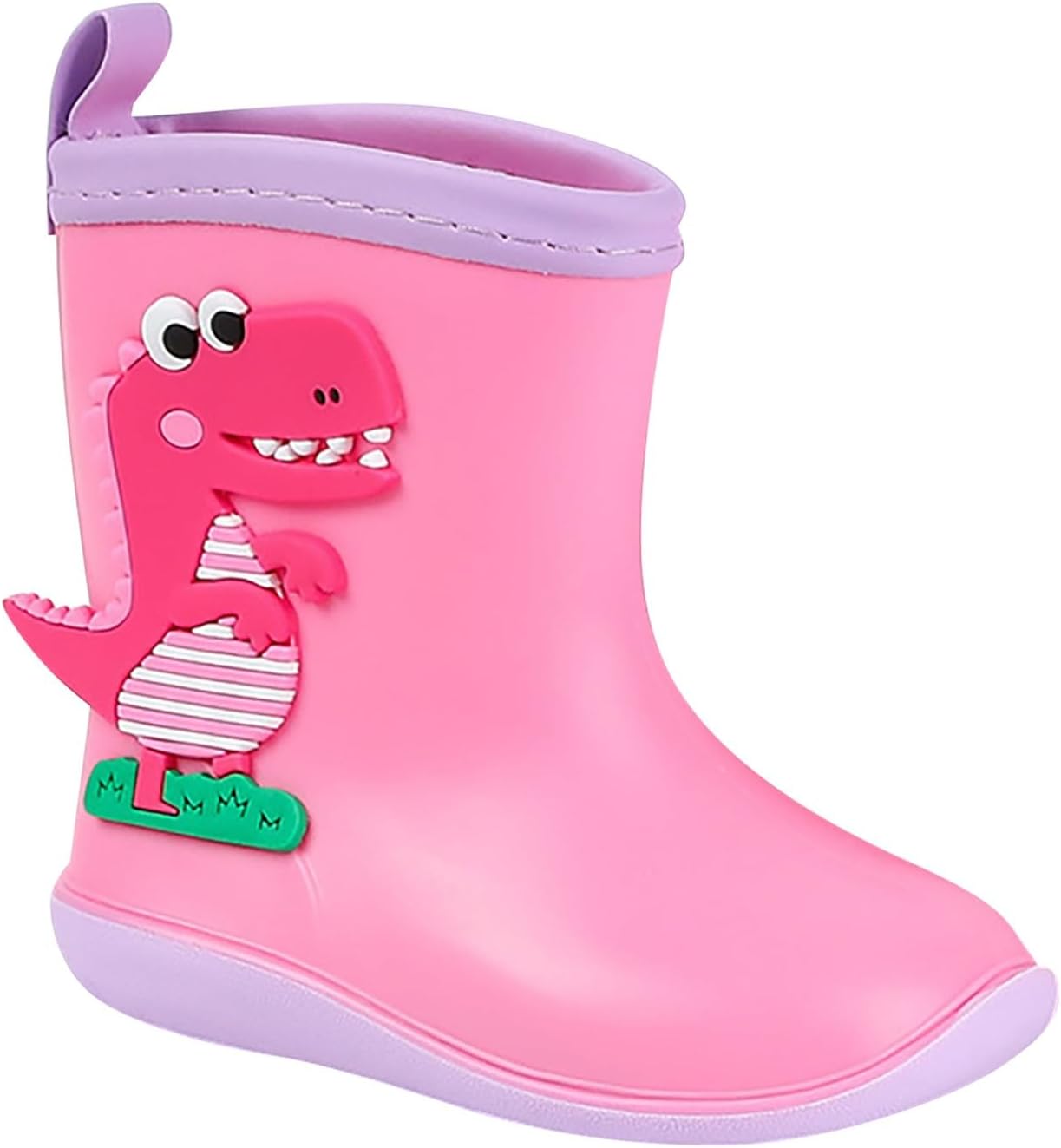 Perfect Easy On Rain Boots for Toddlers Dinosaur Print Waterproof Kids Shoes
