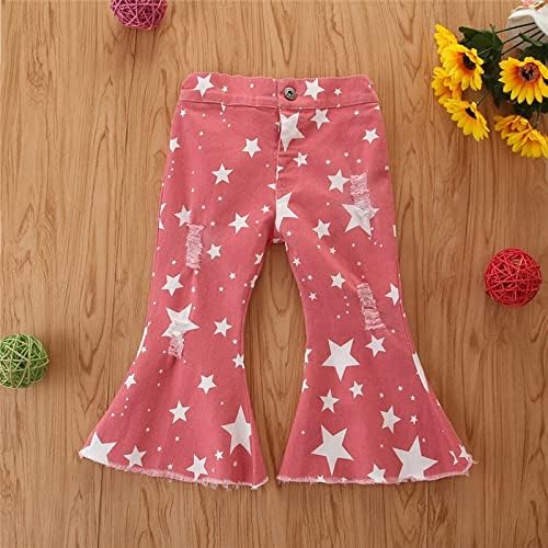 Stars Ruffle Ripped Flare Denim Jeans for Toddlers