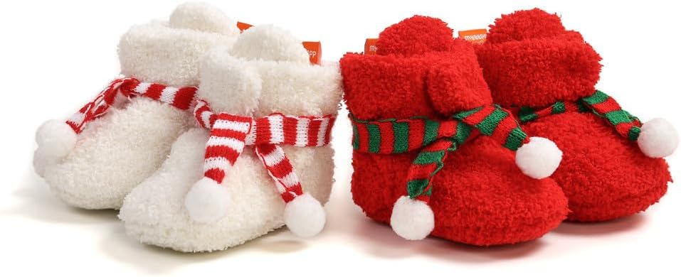 Stylish Cartoon Fleece Slippers Cozy Winter Booties for Babies