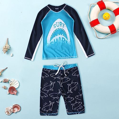 Premium 2-Piece Toddler Boys Rashguard Swim Set UPF 50 Soft Durable
