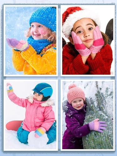 SATINIOR Toddler Winter Gloves 6 Pairs Stretchy Mittens