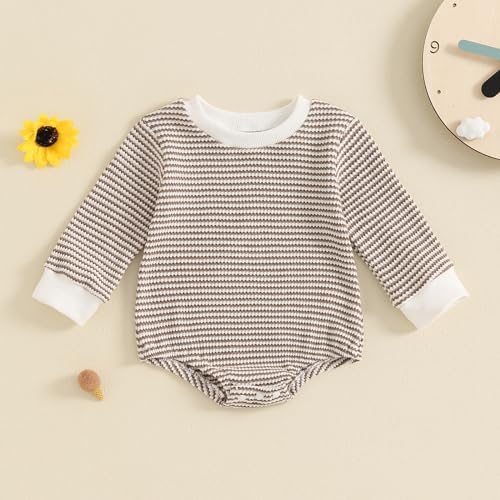 VisgogoUnisex Baby Romper Waffle Long Sleeve Bubble Bodysuit for Boys Girls