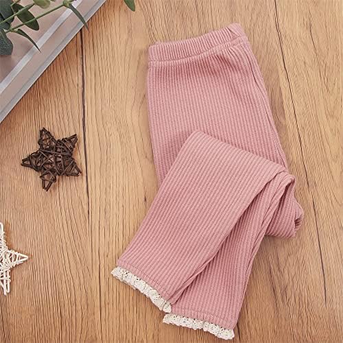 Cute Footless Ruffle Lace Trim Leggings for Toddler Girls