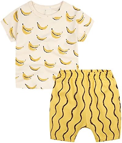 Sanlutoz Boys Banana T-Shirt and Cotton Shorts Set for Toddlers