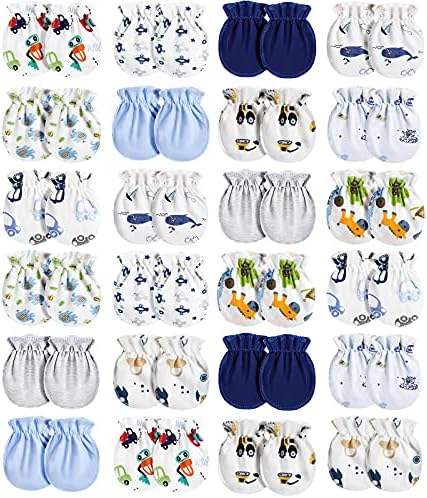 Geyoga 24 Pairs Newborn Baby Mittens - Soft Elastic Gloves for Babies