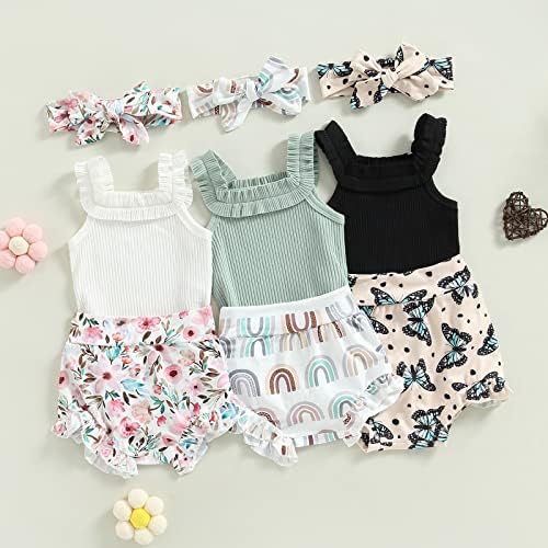 Cute Floral Print Romper for Baby Girls Summer Solid Outfit