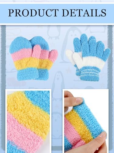 SATINIOR Toddler Winter Gloves 6 Pairs Stretchy Mittens