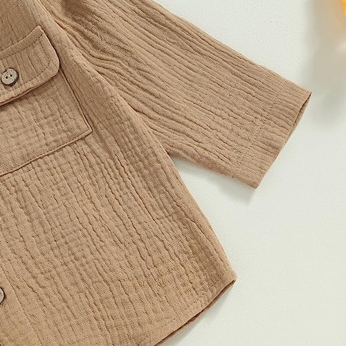 KtwHarnu Toddler Boys Girls Casual Outfit Long Sleeve Shirts Drawstring Pants Set