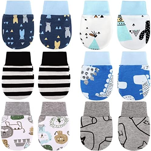 Geyoga 6 Pairs Baby Mittens No Scratch Cotton for 3-9 Months
