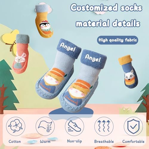 Personalized Baby Socks with embroidery for toddlers - Soft non-slip unique design