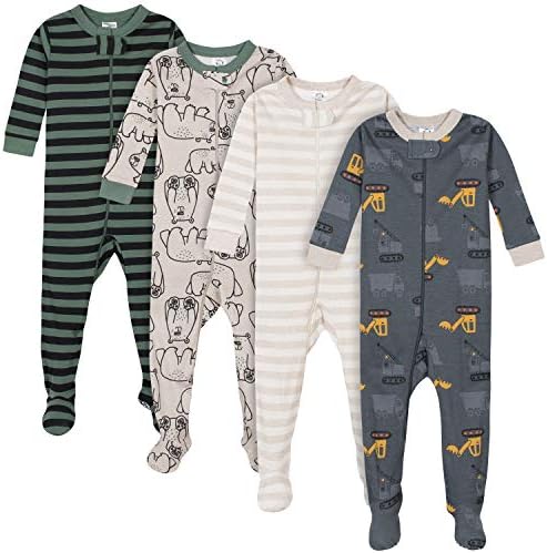 Gerber Baby Boys 4-Pack Footed Pajamas Reliable Sleepwear with Safety Features