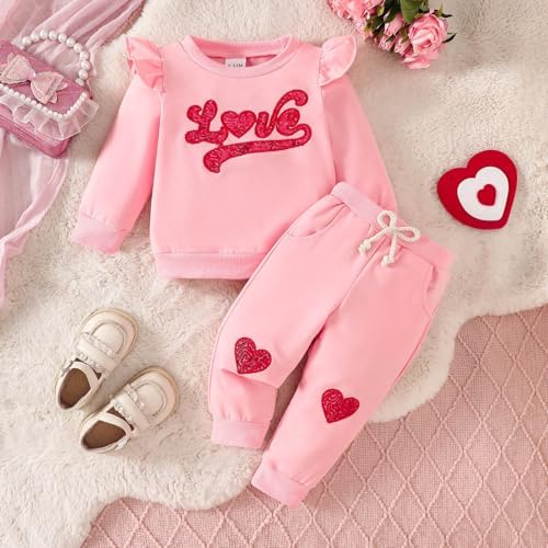 2Pcs infant winter outfit set Long sleeve crewneck joggers