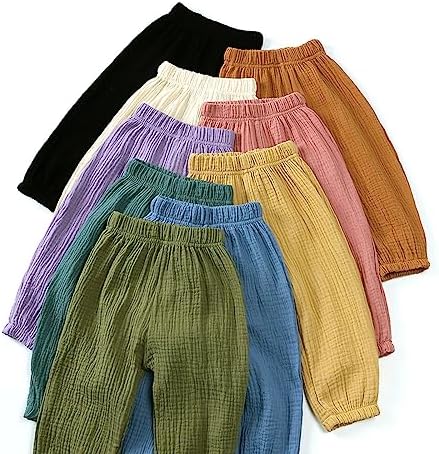EISHOW Toddler Cotton Linen Trousers for Girls Boys