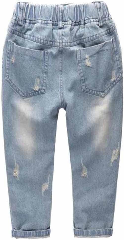 KIDSCOOL SPACE Ruffled Elastic Waist Vertical Pocket Jeans for Baby Girls