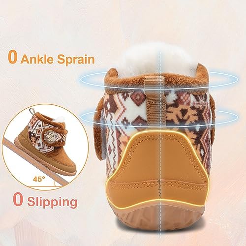 Scurtain Toddler Slippers Fuzzy Winter Boots for Boy Girl Cozy House Shoes