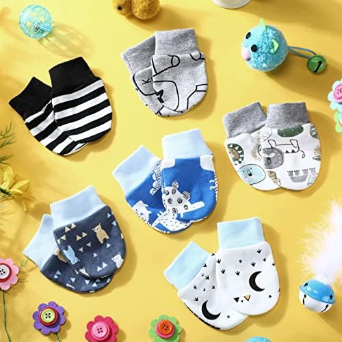 Geyoga 6 Pairs Baby Mittens No Scratch Cotton for 3-9 Months