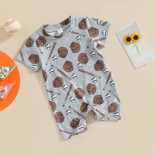 Baseball Print Short Sleeve Romper for Baby