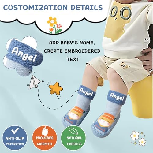 Personalized Baby Socks with embroidery for toddlers - Soft non-slip unique design