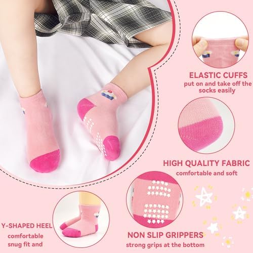 SkiBeaut Non-Slip Baby Socks for Toddlers - Cute Grips Design