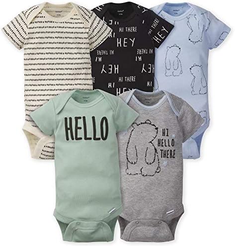 Gerber Baby Boys 5-Piece Short Sleeve Variety Onesies Bodysuits