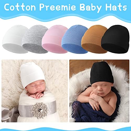 Newcotte 6 Pack Preemie Baby Hats Cotton Preemie Beanie for Premature