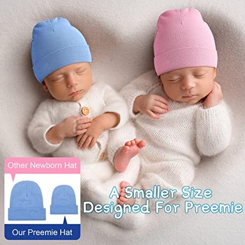 Newcotte 6 Pack Preemie Baby Hats Cotton Preemie Beanie for Premature