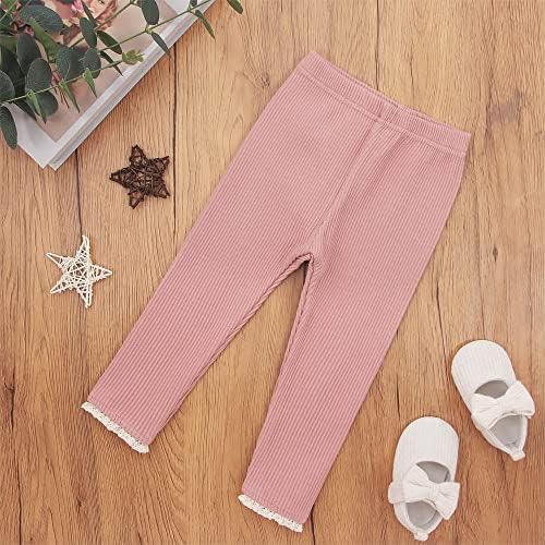 Cute Footless Ruffle Lace Trim Leggings for Toddler Girls