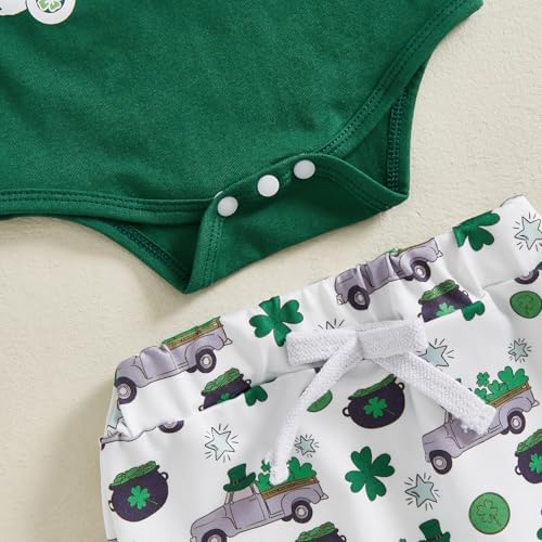 St Patricks Day Baby Boy Newborn ROMPER PANTS HAT 3-Pack Set