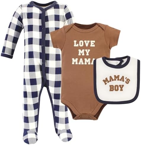 Hudson Baby Unisex Baby Cotton Sleep and Play bodysuit and bandana bib set