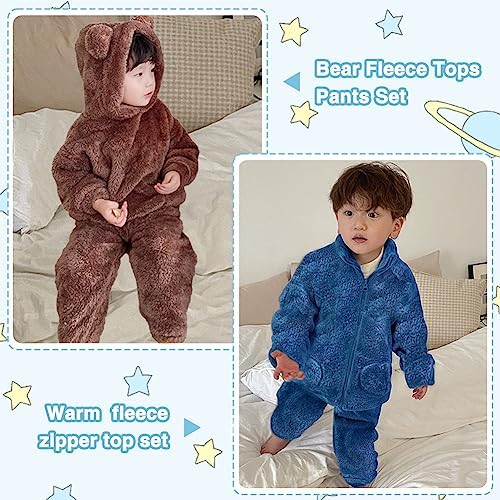 UVIPC Toddler Bear Fleece Set Winter 2-Piece Bear Matching Set