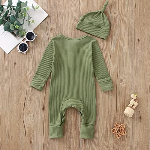 MABABY Newborn-18mo Baby Boys Romper Set with Hat