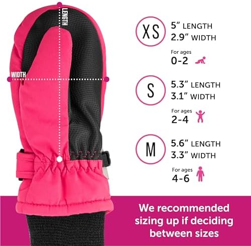 Maplefield Waterproof Kids Gloves with Fun Creatures Long Cuff