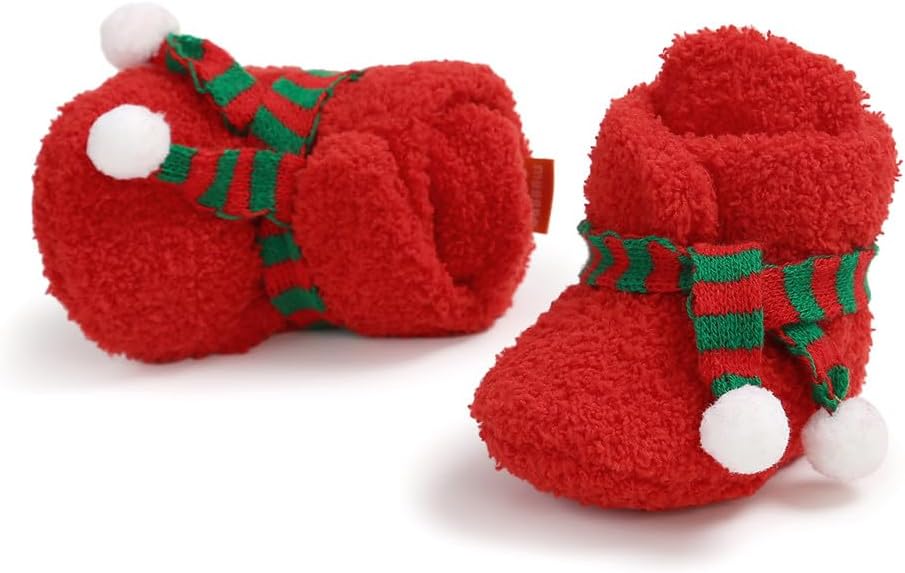 Stylish Cartoon Fleece Slippers Cozy Winter Booties for Babies