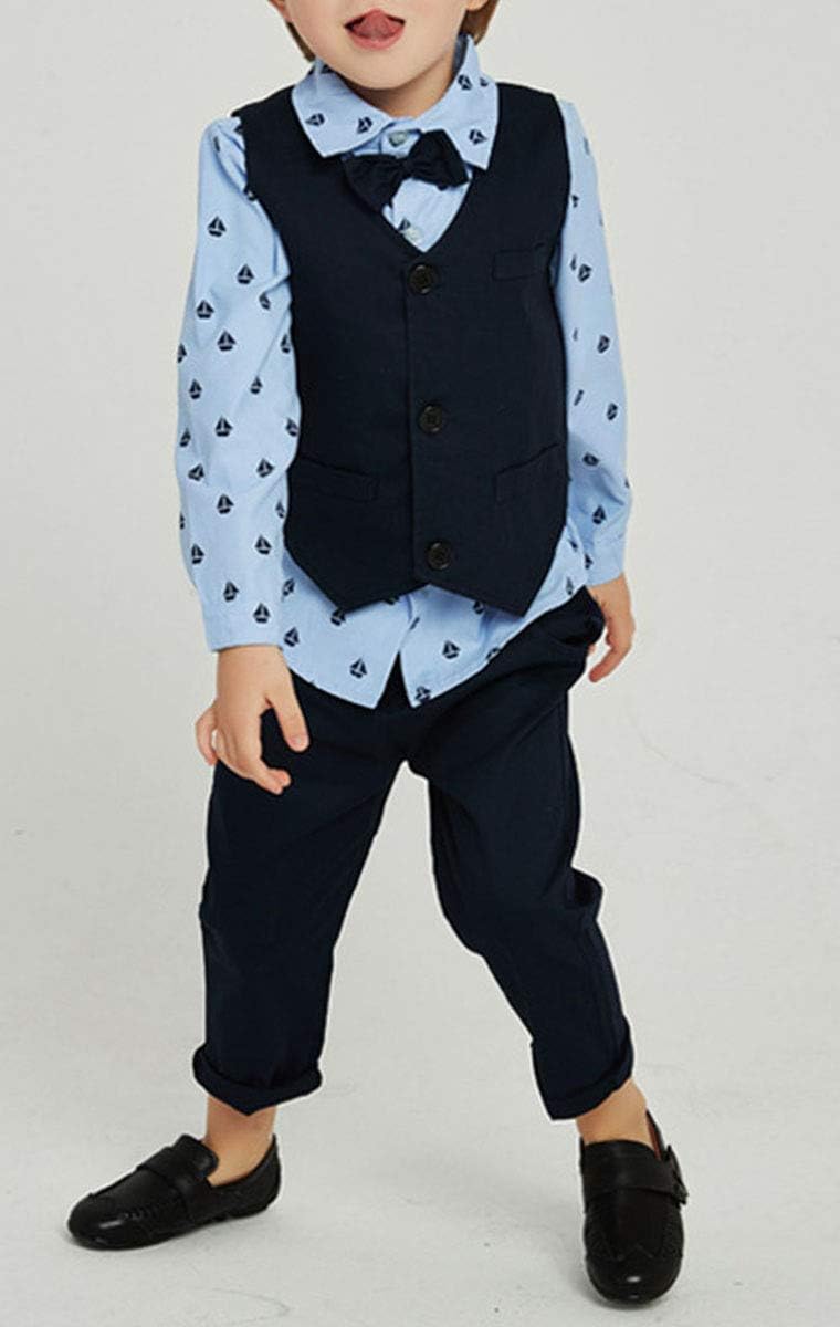 Boys 4-Piece Set with vest shirt bowtie and pants