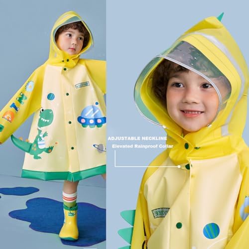 FouyadaKids Waterproof Rain Coats for Girls Boys Eco-Friendly Reusable Rain Jackets