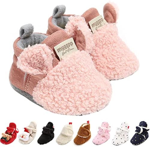 GDSDYM Baby Booties Cozy Fleece Slippers Soft Baby Shoes with Gripper Soles