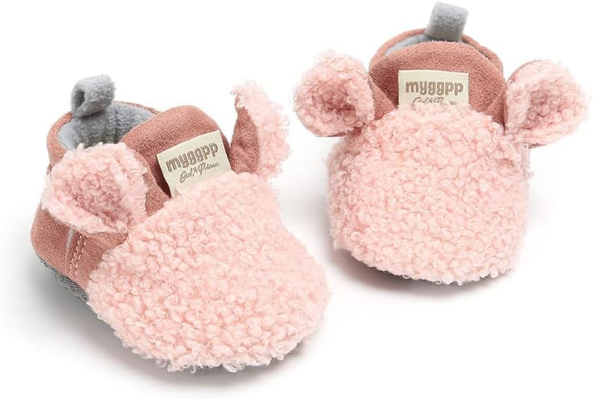 GDSDYM Baby Booties Cozy Fleece Slippers Soft Baby Shoes with Gripper Soles