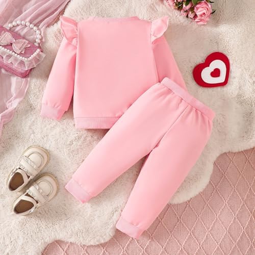 2Pcs infant winter outfit set Long sleeve crewneck joggers