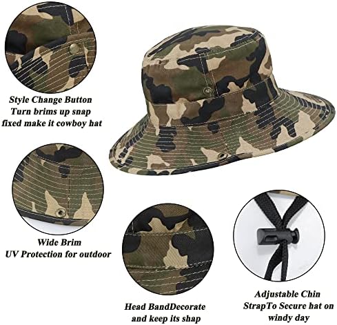OvoY Toddler Sun Hat Bucket Boys Camouflage Fishman Cap Packable