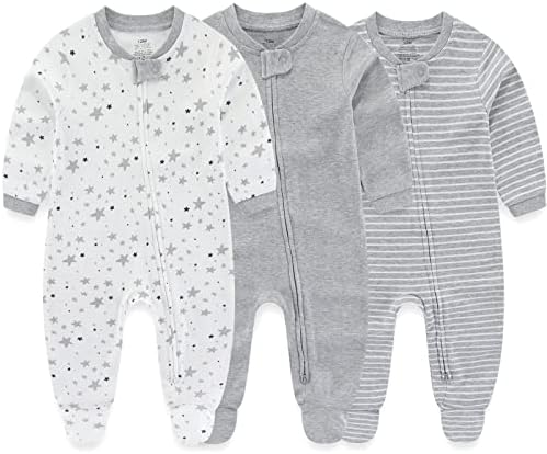 MAMIMAKA Baby Pajamas 2-Way Zip Footed Long Sleeve