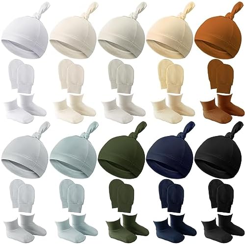 Toulite 10-Sock Hat Mitten Bundle for Newborns