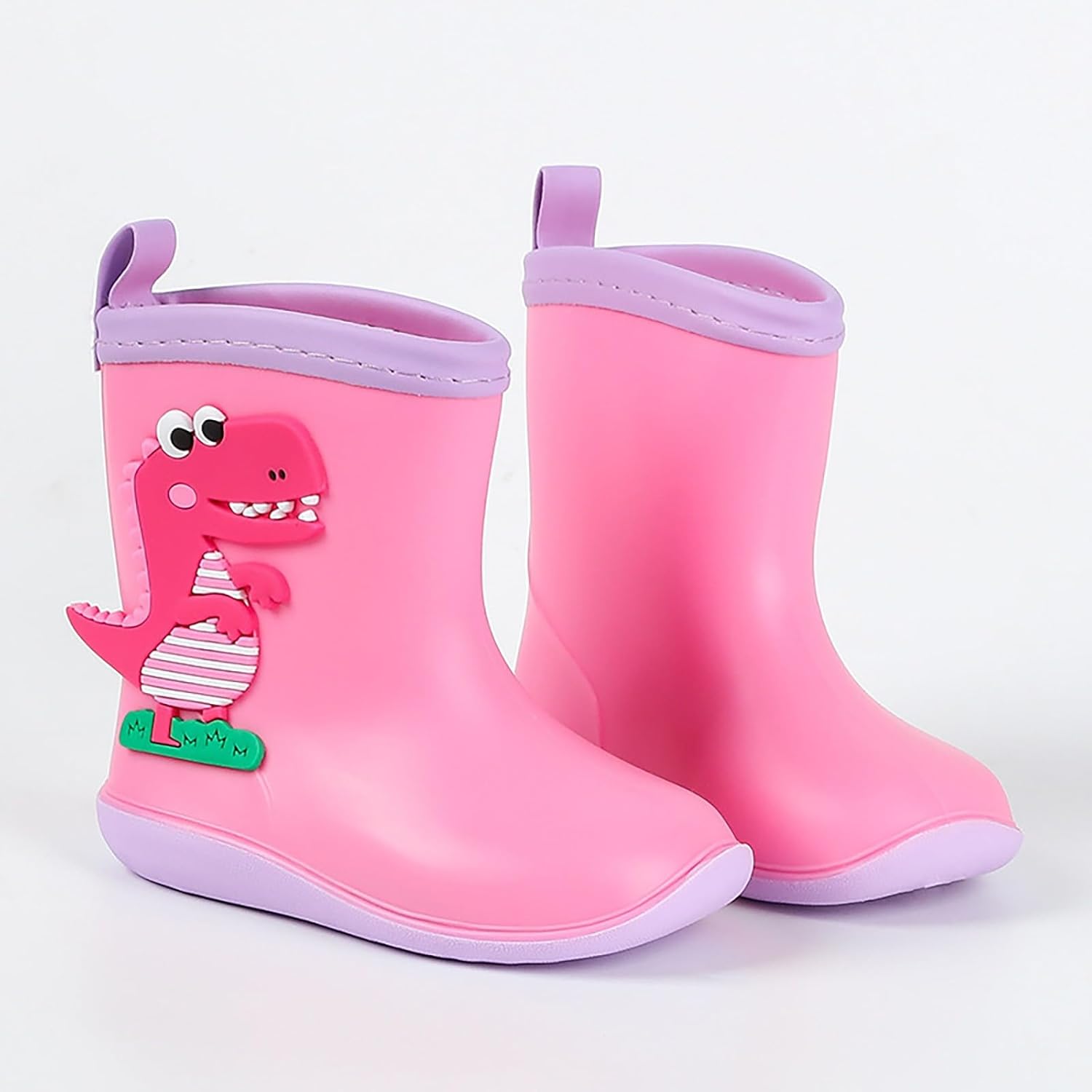 Perfect Easy On Rain Boots for Toddlers Dinosaur Print Waterproof Kids Shoes