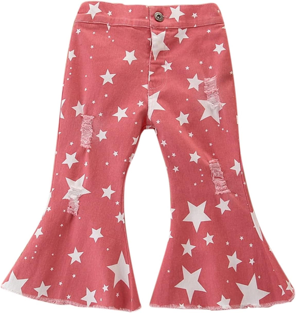 Stars Ruffle Ripped Flare Denim Jeans for Toddlers