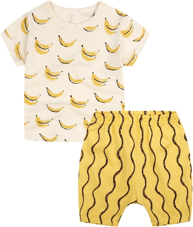 Sanlutoz Boys Banana T-Shirt and Cotton Shorts Set for Toddlers