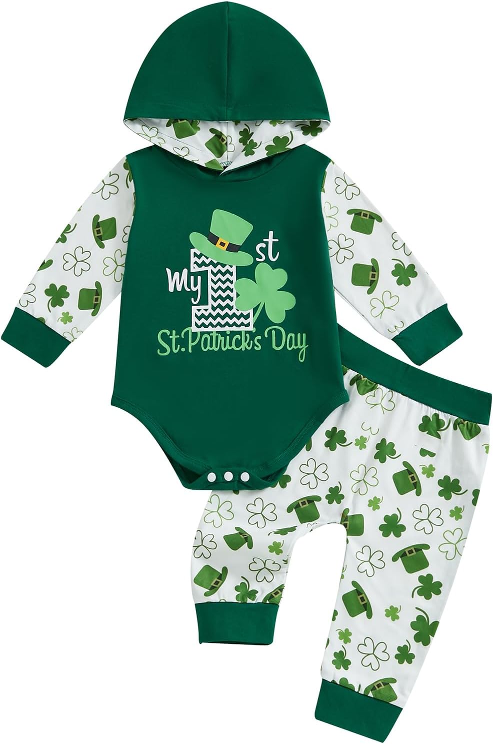 BemeyourBBs First St Patricks Day Baby Boy Outfit shamrock romper and pants set