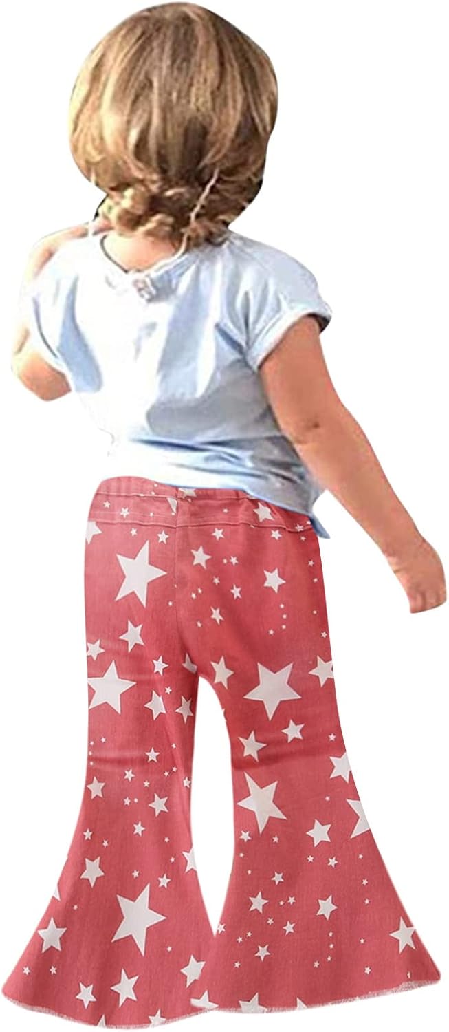 Stars Ruffle Ripped Flare Denim Jeans for Toddlers